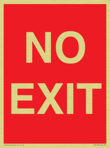 NO EXIT red background